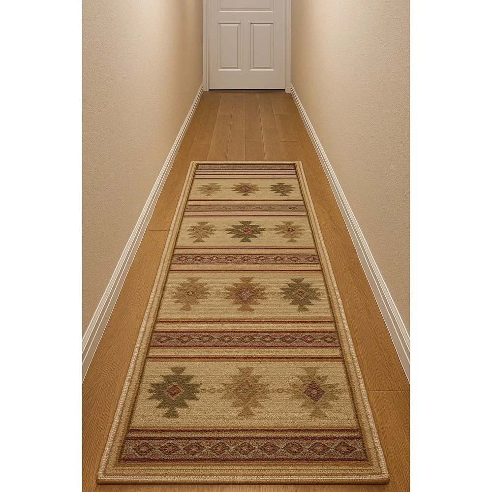 Regal Collection Runner Rug‎ 2x4.5 ft Beige Red Geometric Tribal Pattern Turkey